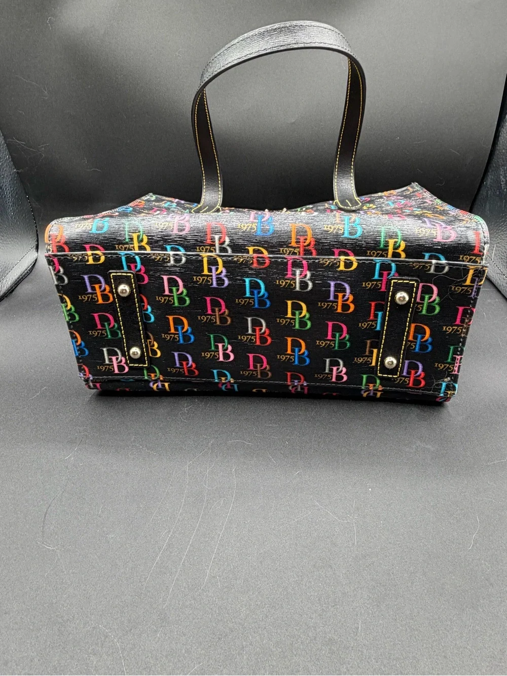 Dooney & Bourke 1975 Multicolor Logo Tote Bag — Red Interior - Picture 9 of 9